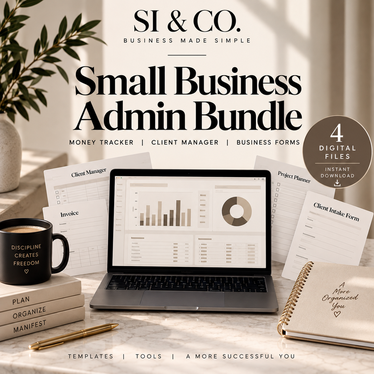 Small Business Admin Bundle | Money Tracker, Client Manager & Business Forms
